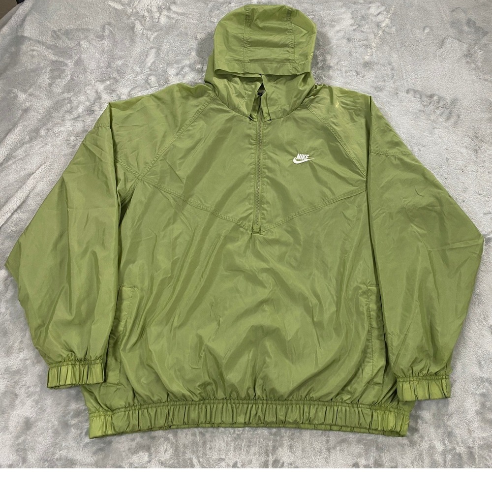 Nike Windrunner Anorak Jacket Mens XL Alligator Green Mesh Lined Pullover Hooded